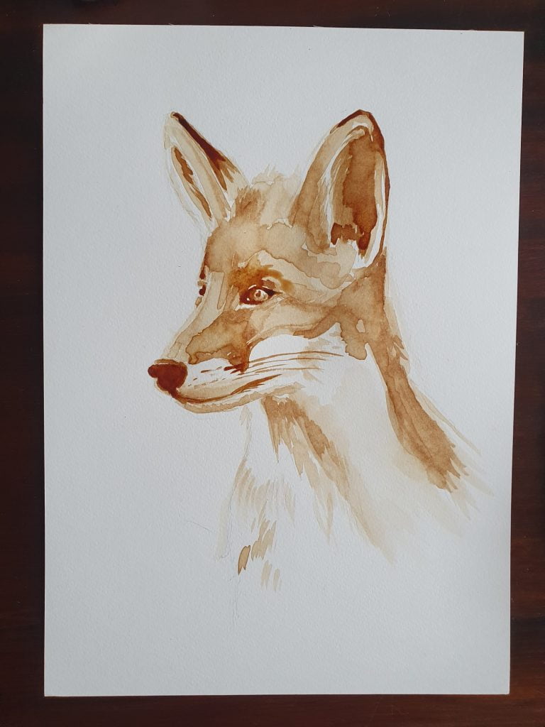 Step 5 - Coffee fox painting with whiskers