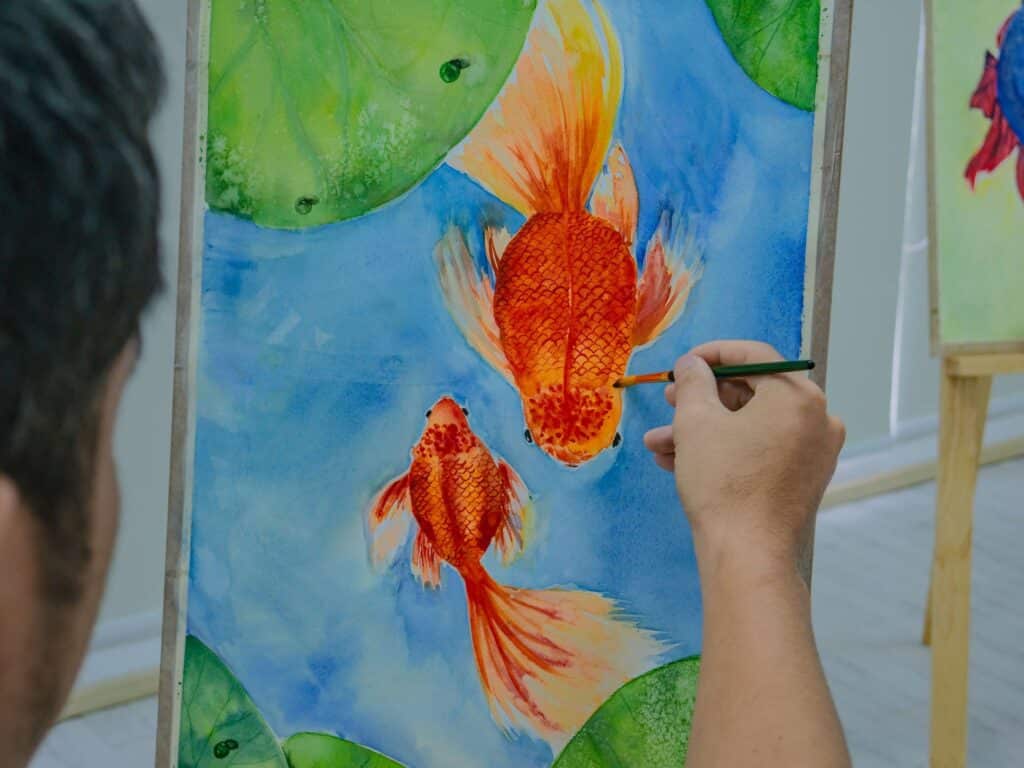 watercolor fish art style