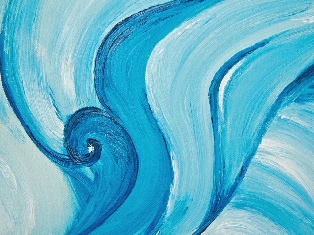 blue art style painting