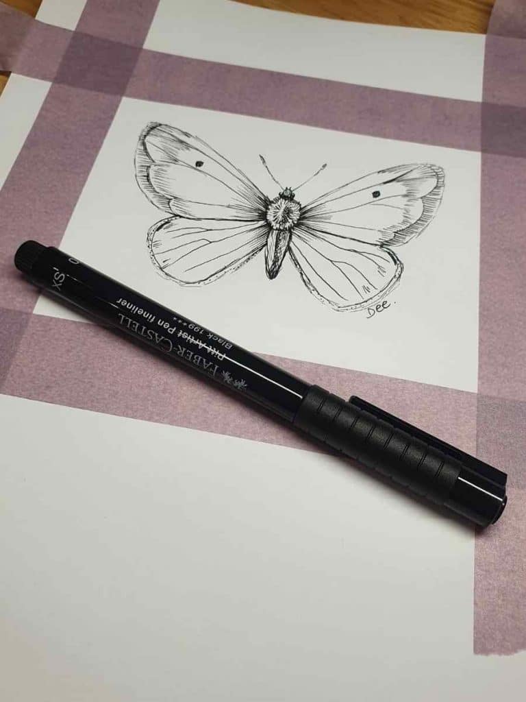 Final Simple Butterfly Drawing in Pen