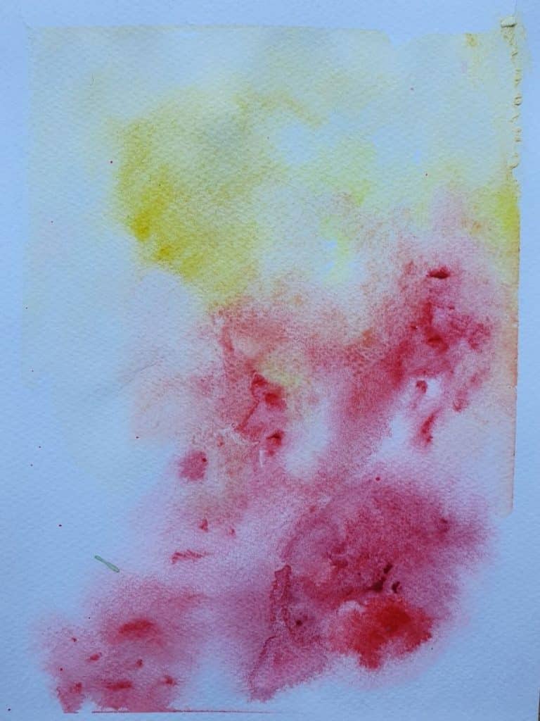 red and yellow wet-on-wet painted watercolor background