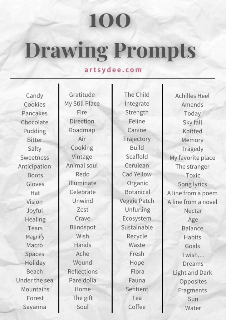 100 drawing prompts