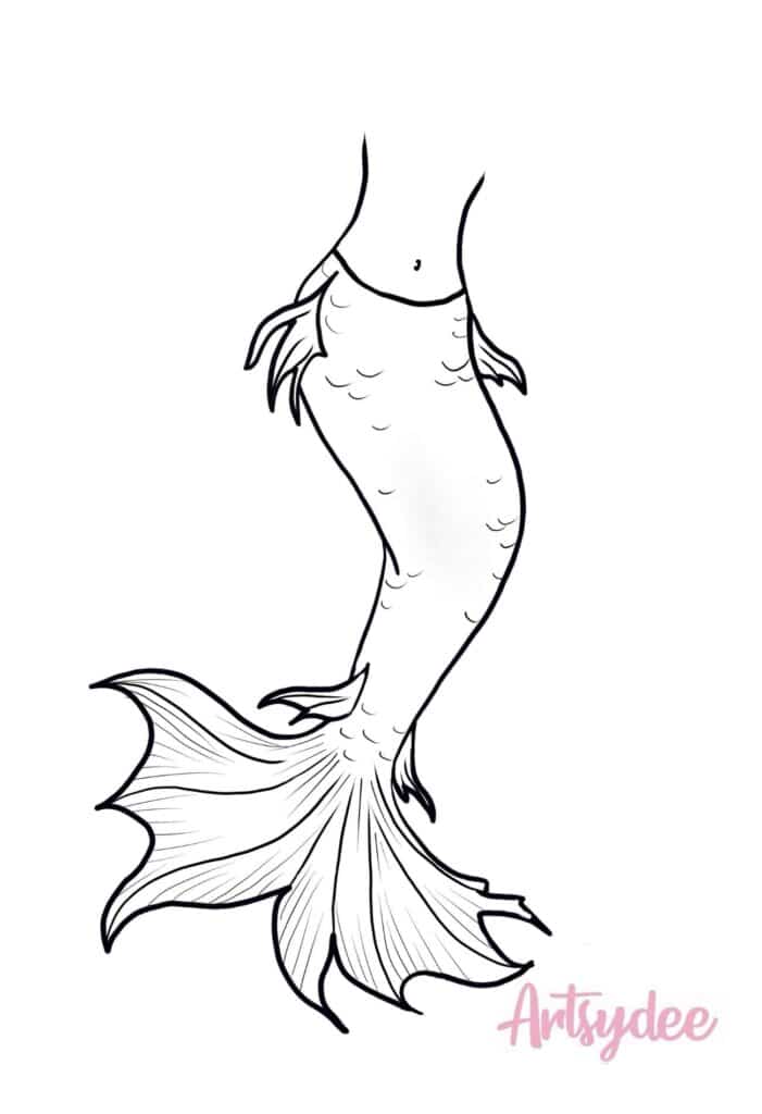single detailed mermaid tail template