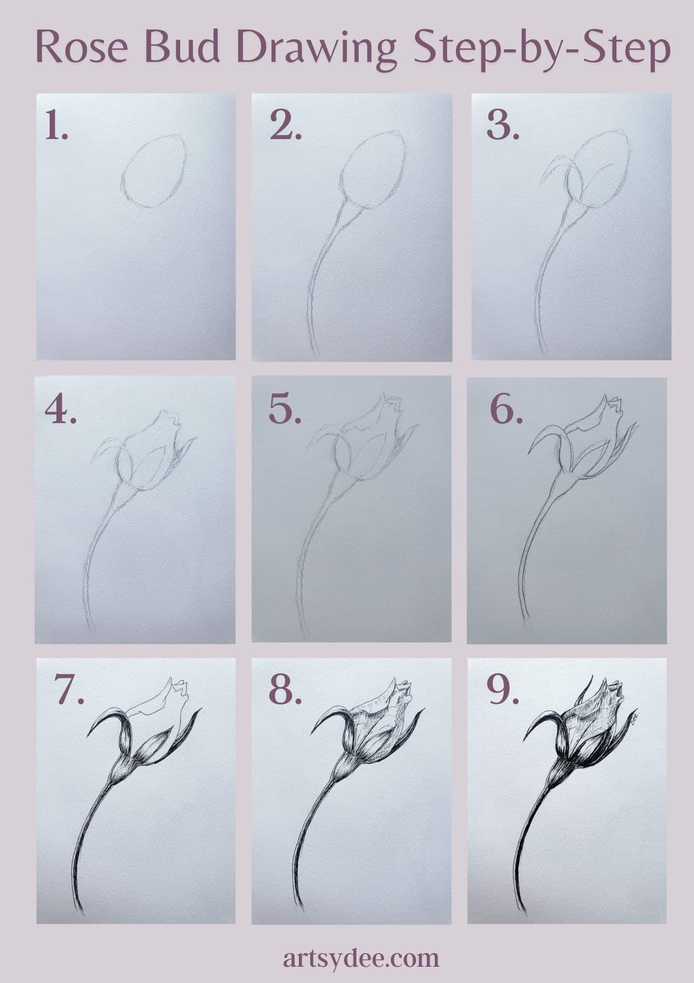 Exquisite Rose Drawing | 3 Easy Step-by-Step Tutorials - Artsydee ...