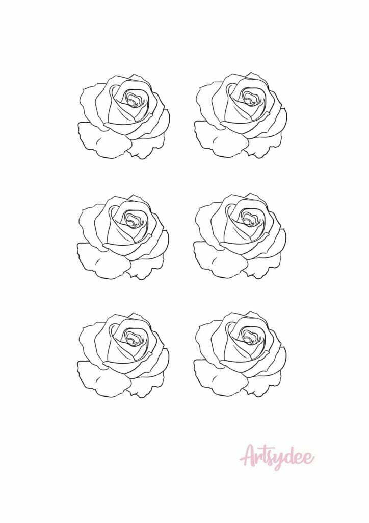 6 small rose flower templates