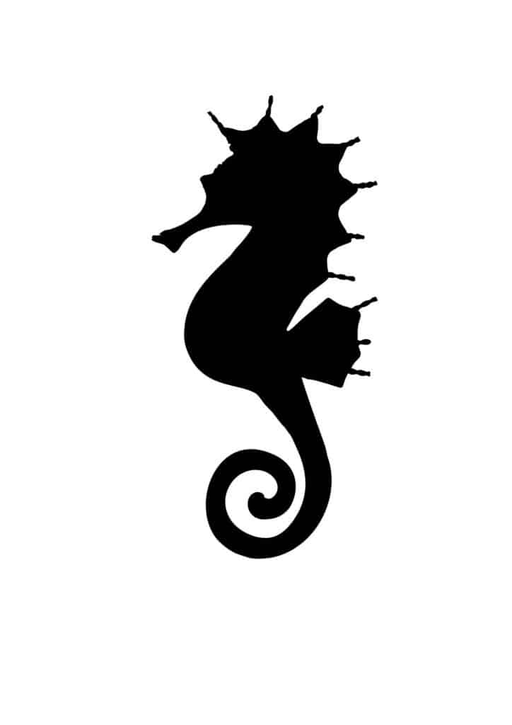 spiky seahorse silhouette template