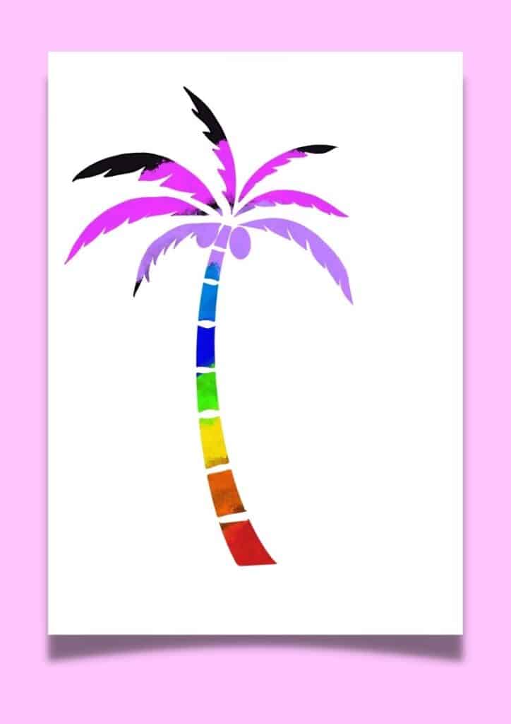 Rainbow palm tree template