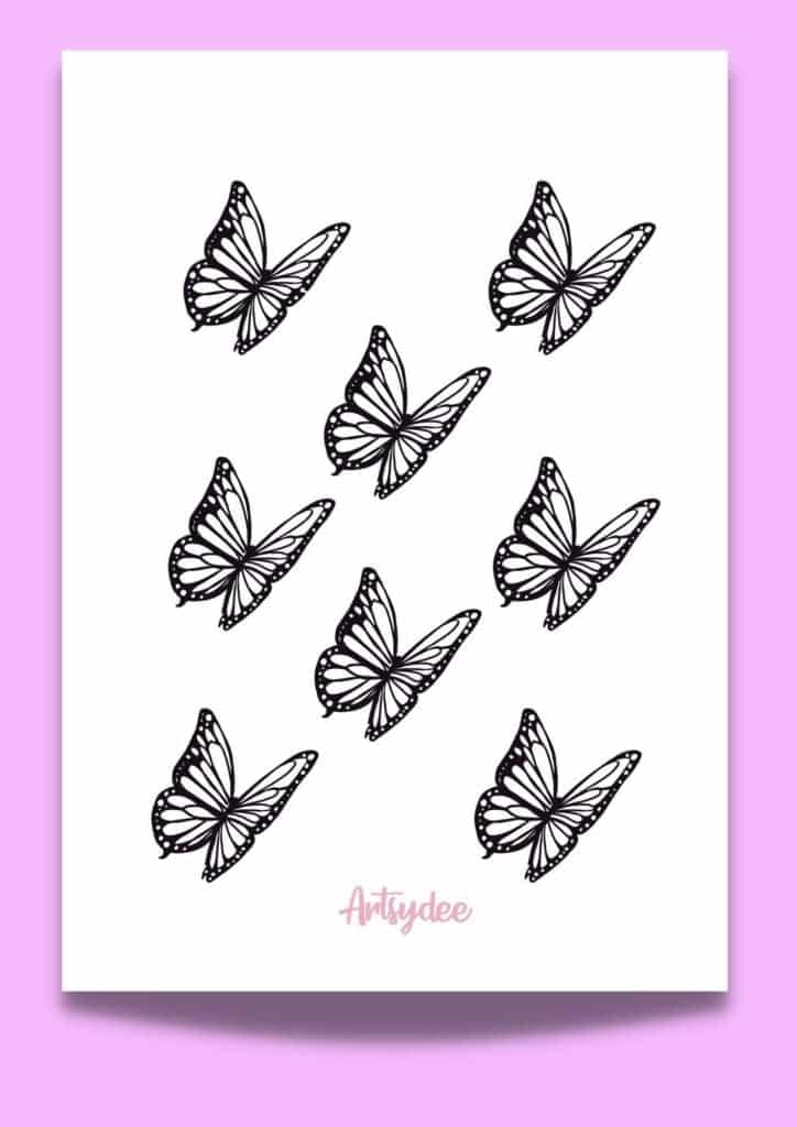 8 butterflies in flight stencil template