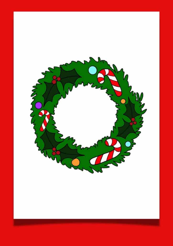 color Christmas wreath template