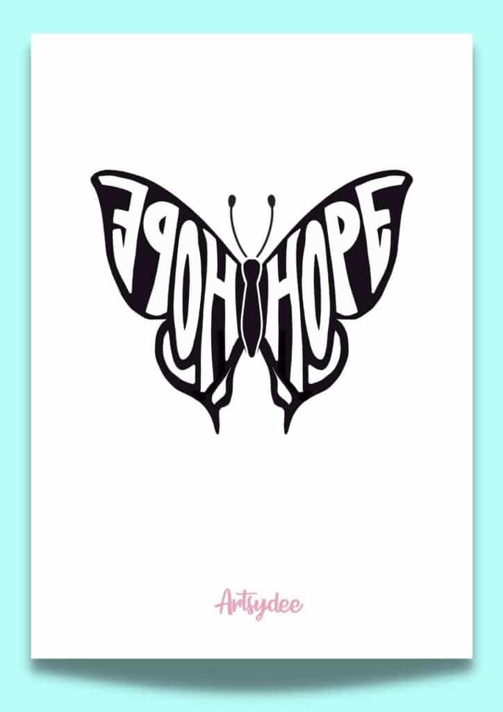 hope butterfly stencil template
