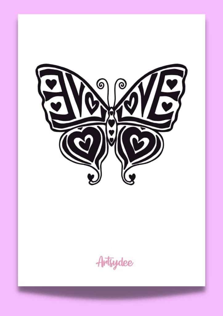 love butterfly stencil template