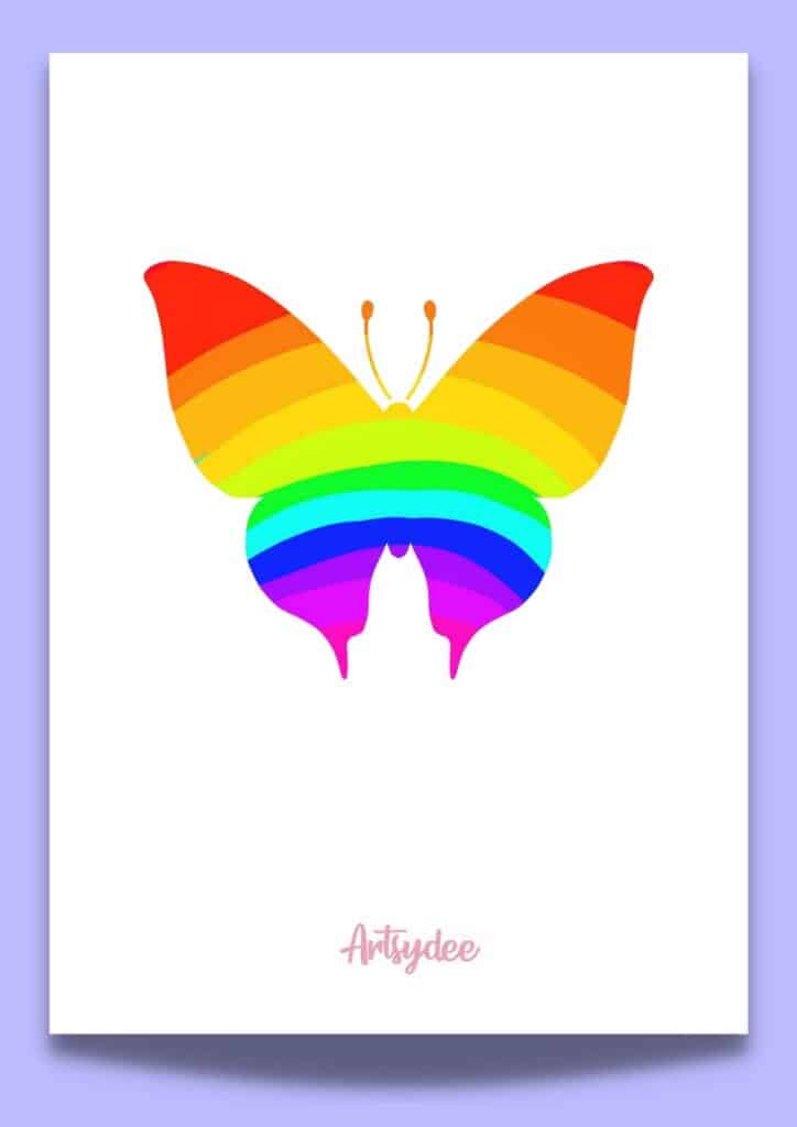 rainbow butterfly printable template