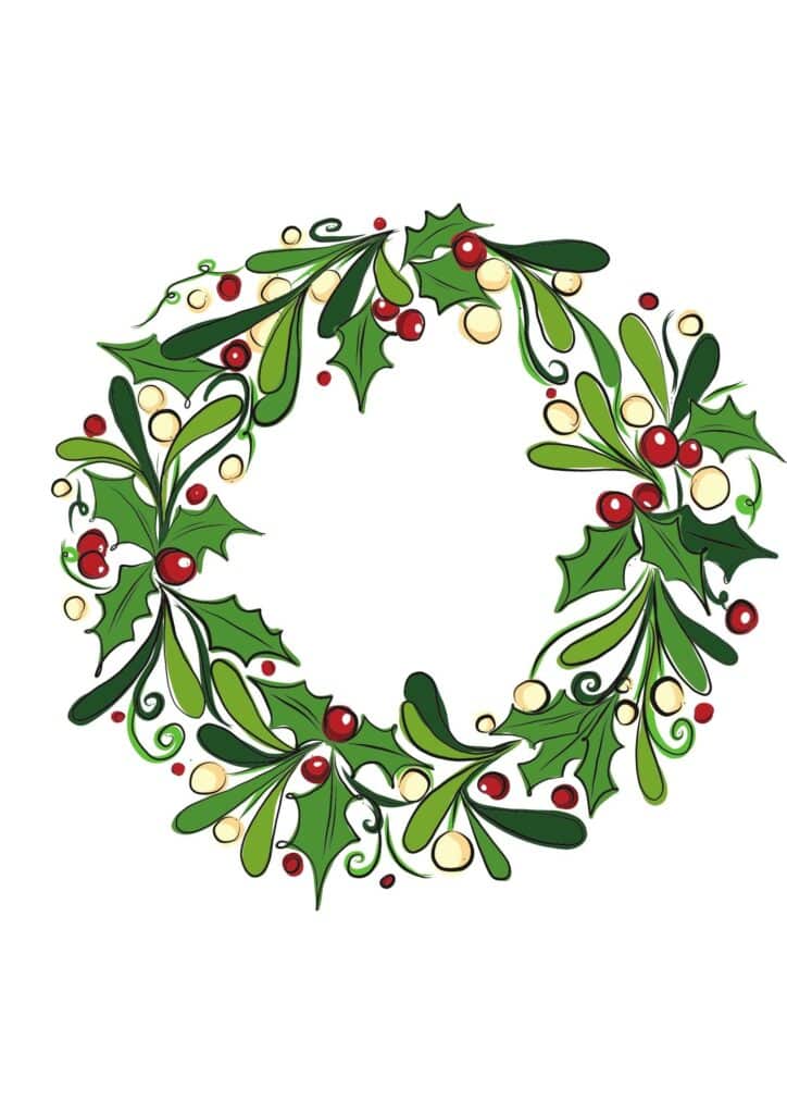christmas wreath sketch in color