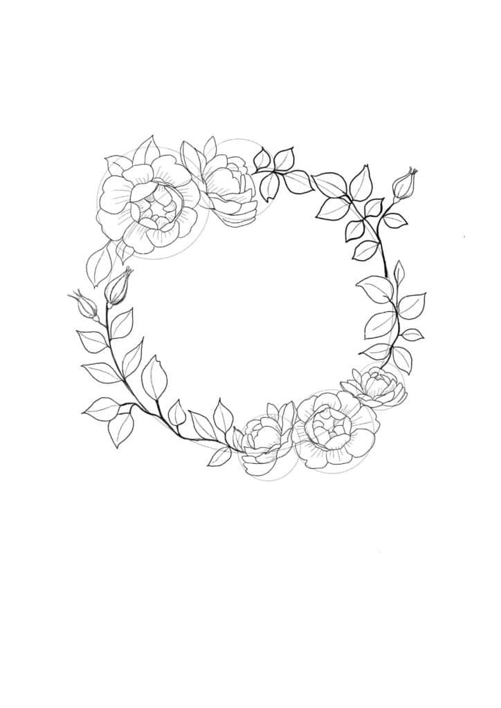 how to draw a wreath step 7