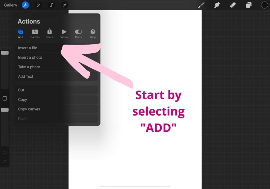 how to add text in procreate select add text