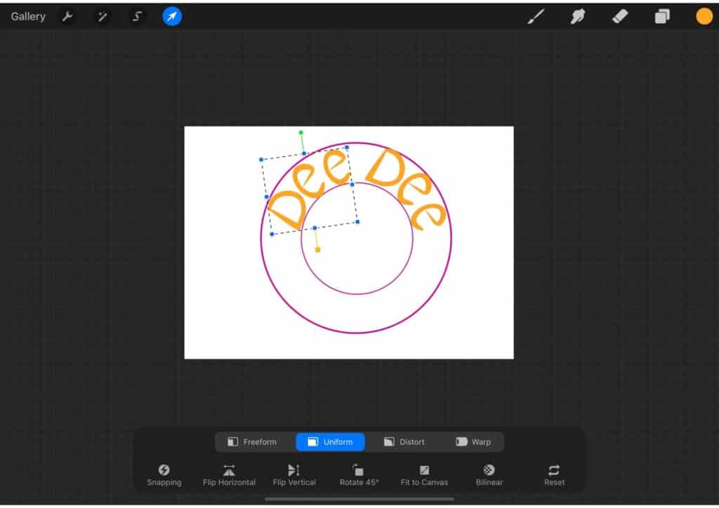 how to write your name in a circle on procreate
