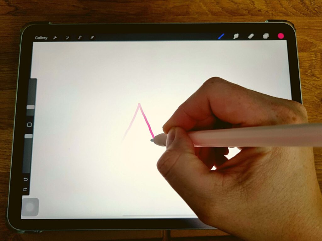 drawing a loose triangle in Procreate