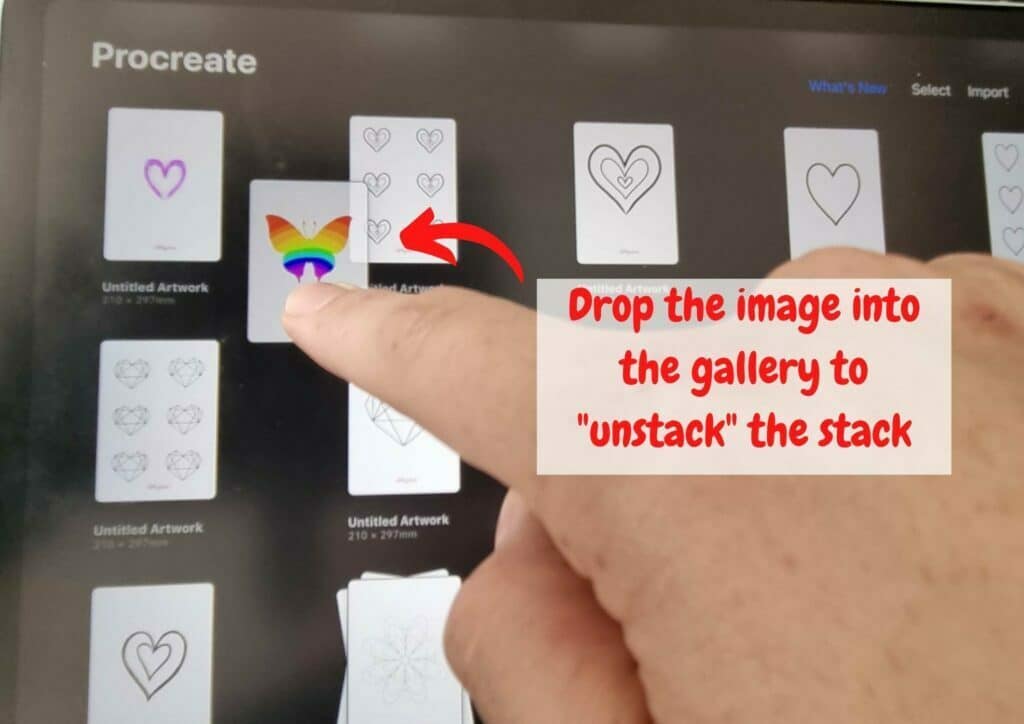Step 4:How to unstack in Procreate. 