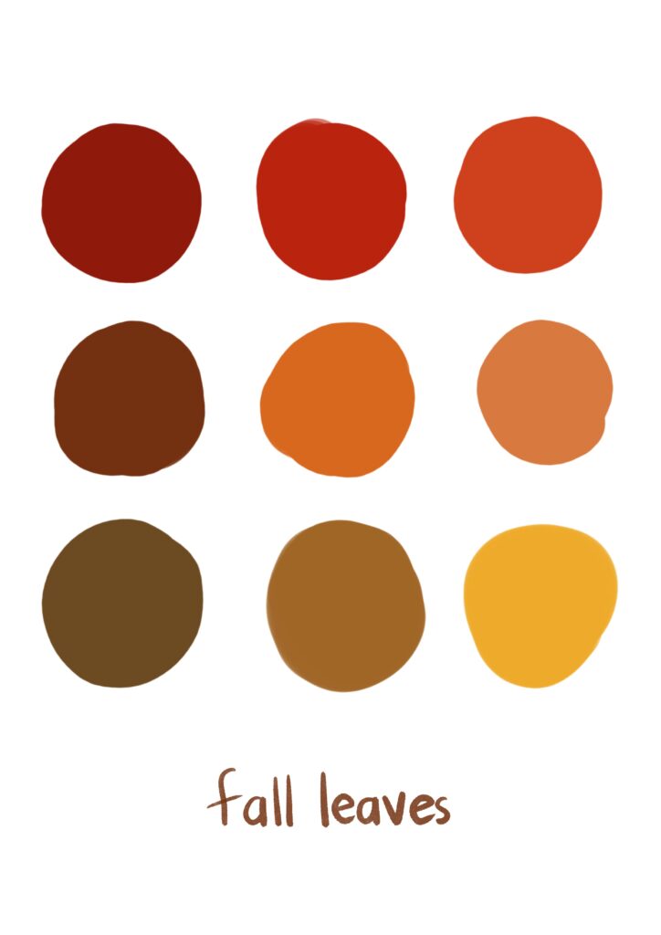 Fall leaves autumn color palette for procreate