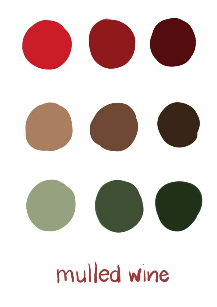 Mulled Wine Christmas color palette for Procreate