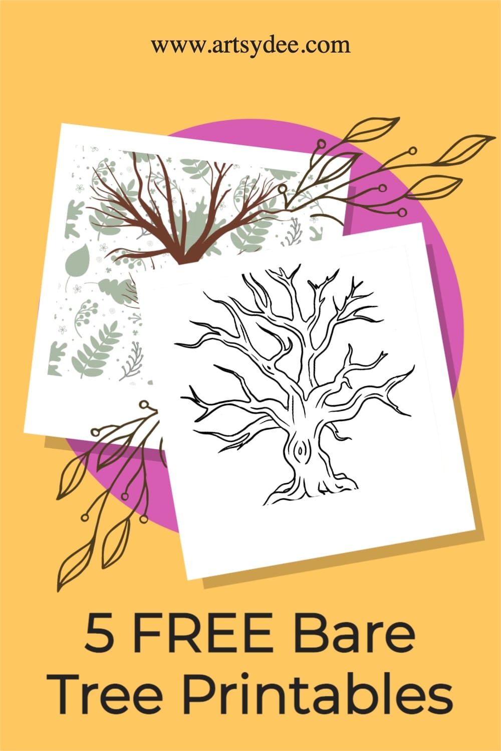 Tree Template without Leaves (5 Free Printables) - Artsydee - Drawing ...