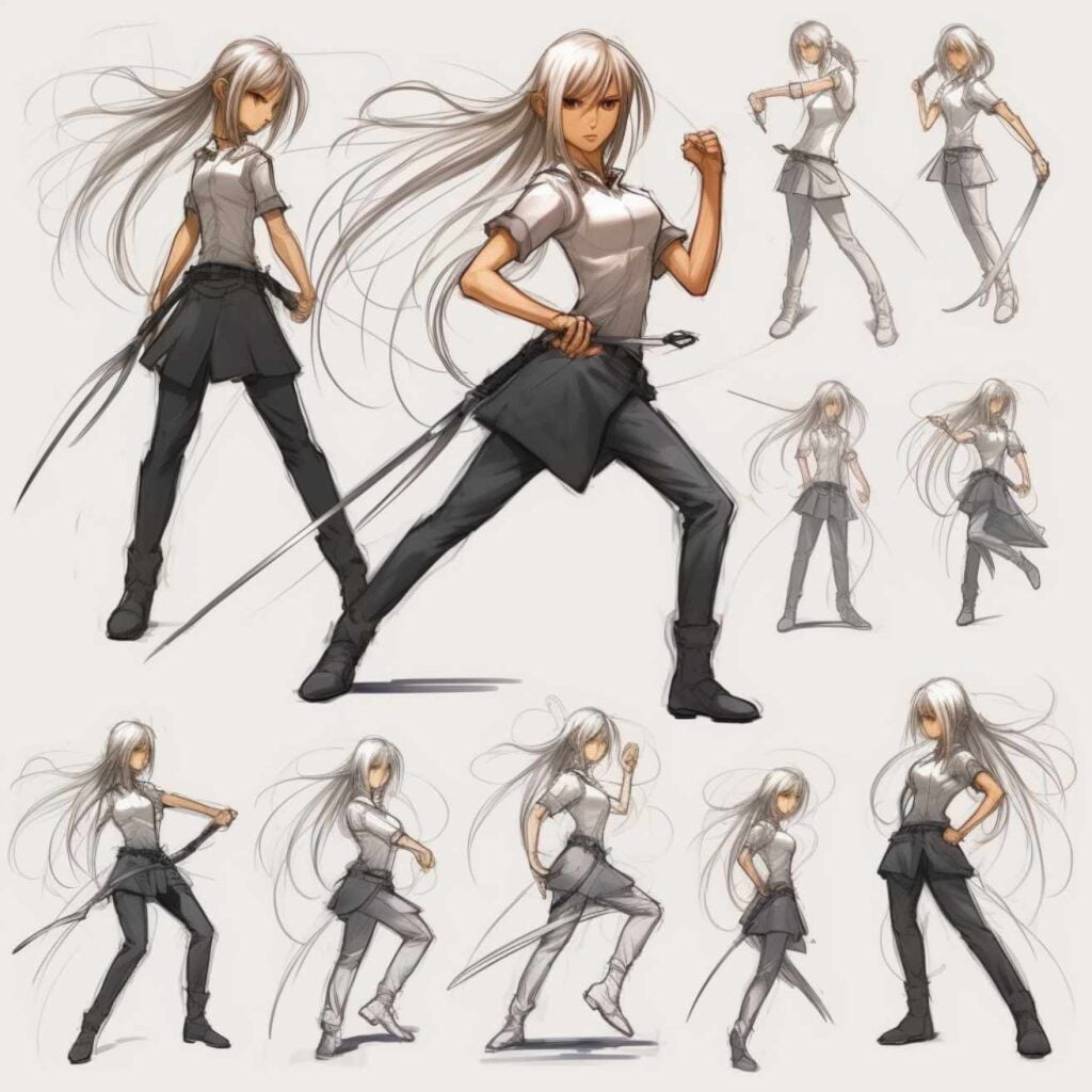 Quick Sketch _ girl with sword fight pose #quick #sketch #anime #girl ... |  TikTok