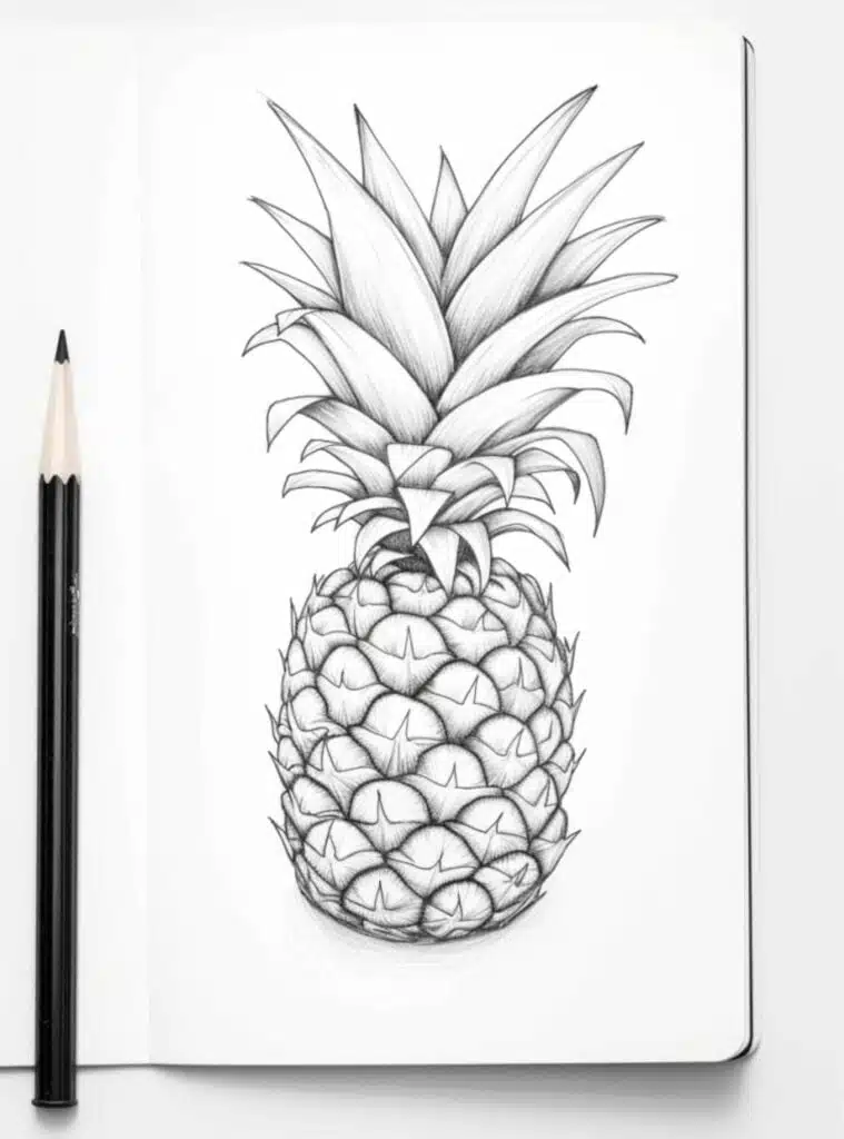 How to draw a Pineapple Cute Step by Step Simply and Easily