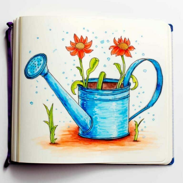 Spring Drawing Ideas A Watering Can