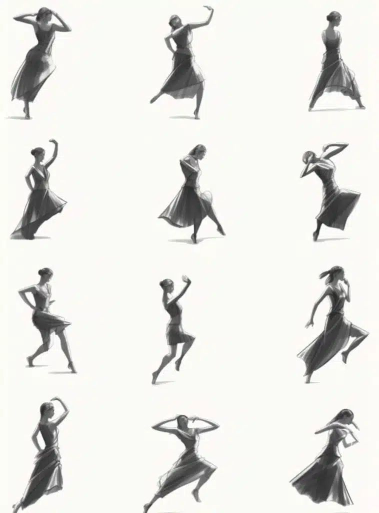 Modern Style Dancer Posing Sketch Of A Dancing Girl On A Gray Background  Royalty Free SVG Cliparts Vectors And Stock Illustration Image 86087930