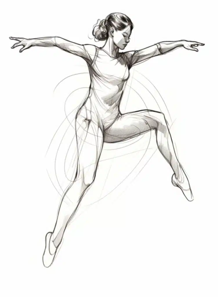 exquisite sketch of a ballerina, fragile in a beautiful pose, dancing
