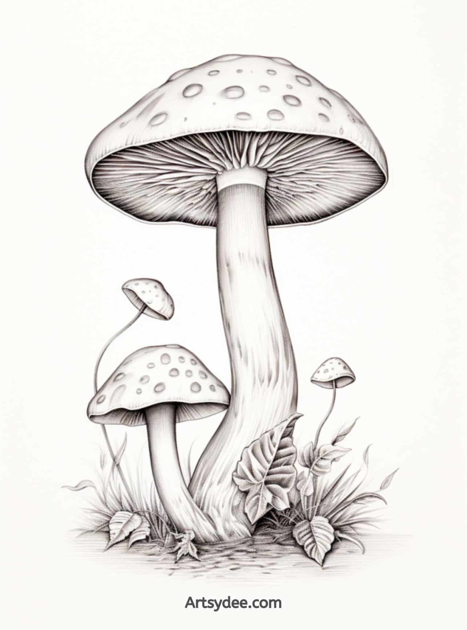 30+ Easy Mushroom Drawing Ideas For Your Sketchbook - Artsydee ...