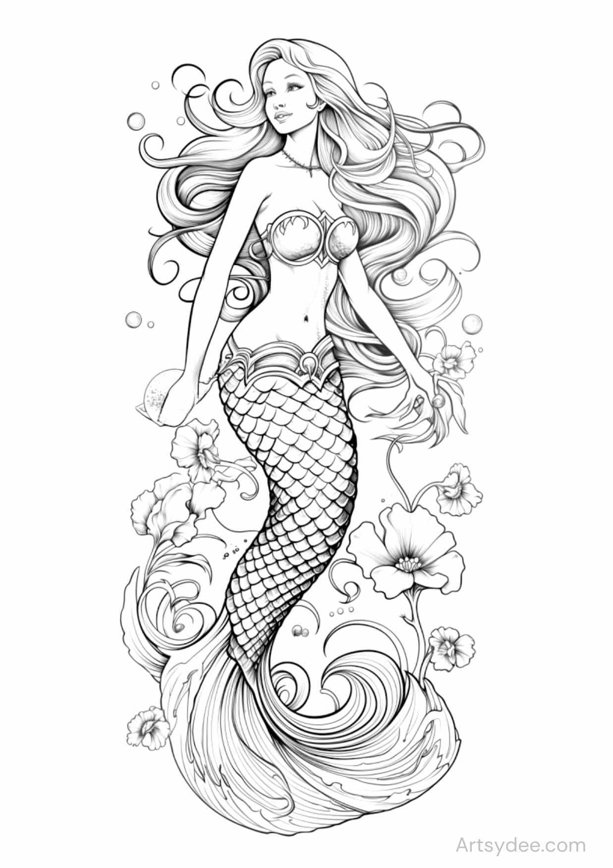 43 Mermaid Coloring Pages: Dive Into Magical Underwater Worlds ...