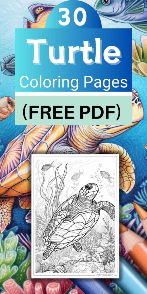 30 Free Printable Turtle Coloring Pages - Artsydee - Drawing, Painting ...