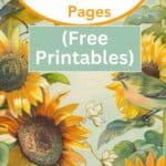 sunflower junk journal pages free printables