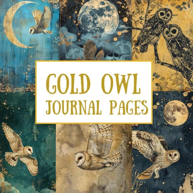 gold owl junk journal pages