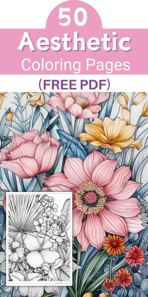 50+ Aesthetic Coloring Pages (Free Printable PDF!) - Artsydee - Drawing ...