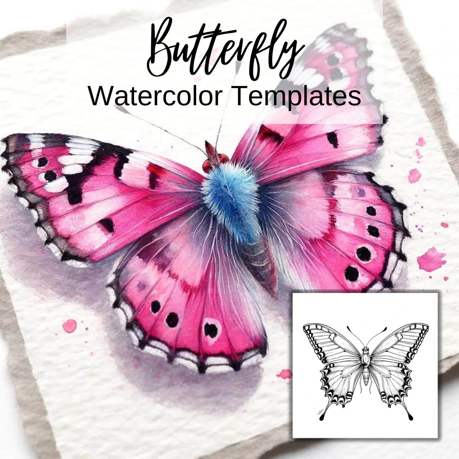 30 Butterfly Templates for Watercolor Painting (Free Printable PDF ...