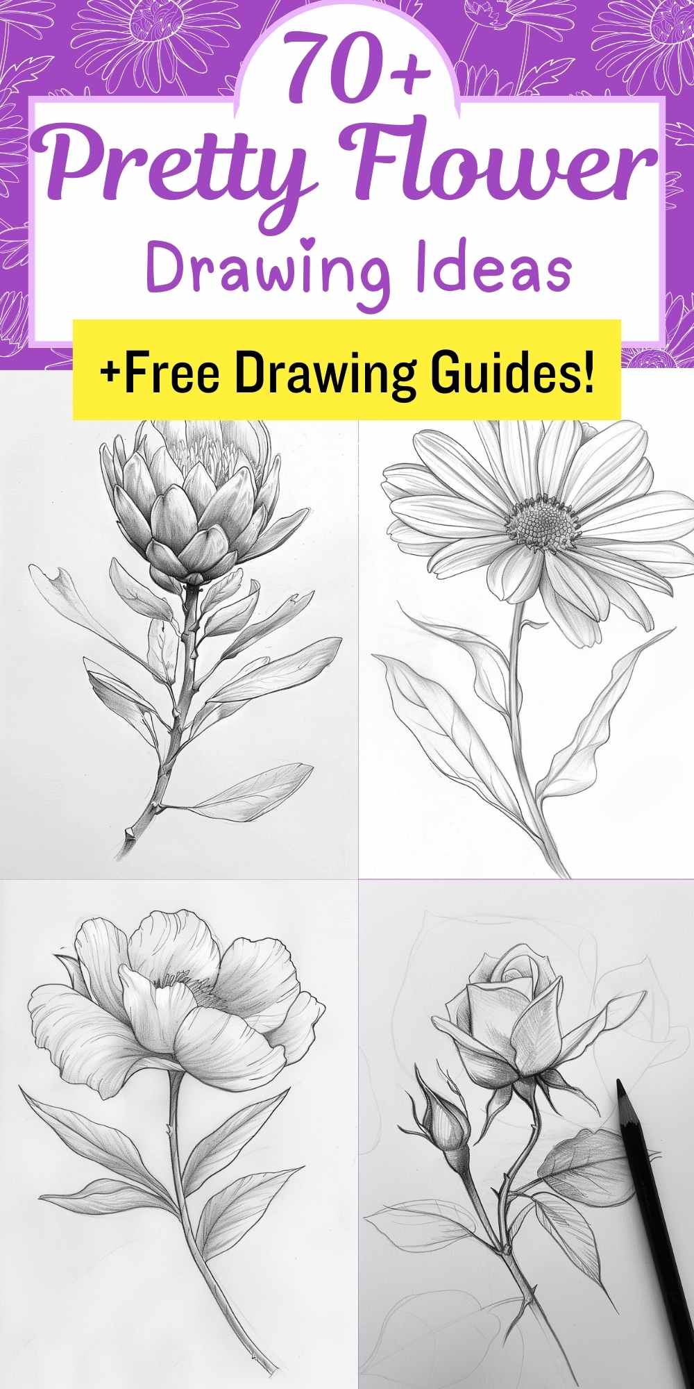 70+ Pretty Flower Drawing Ideas to Bloom Your Creativity - Artsydee ...