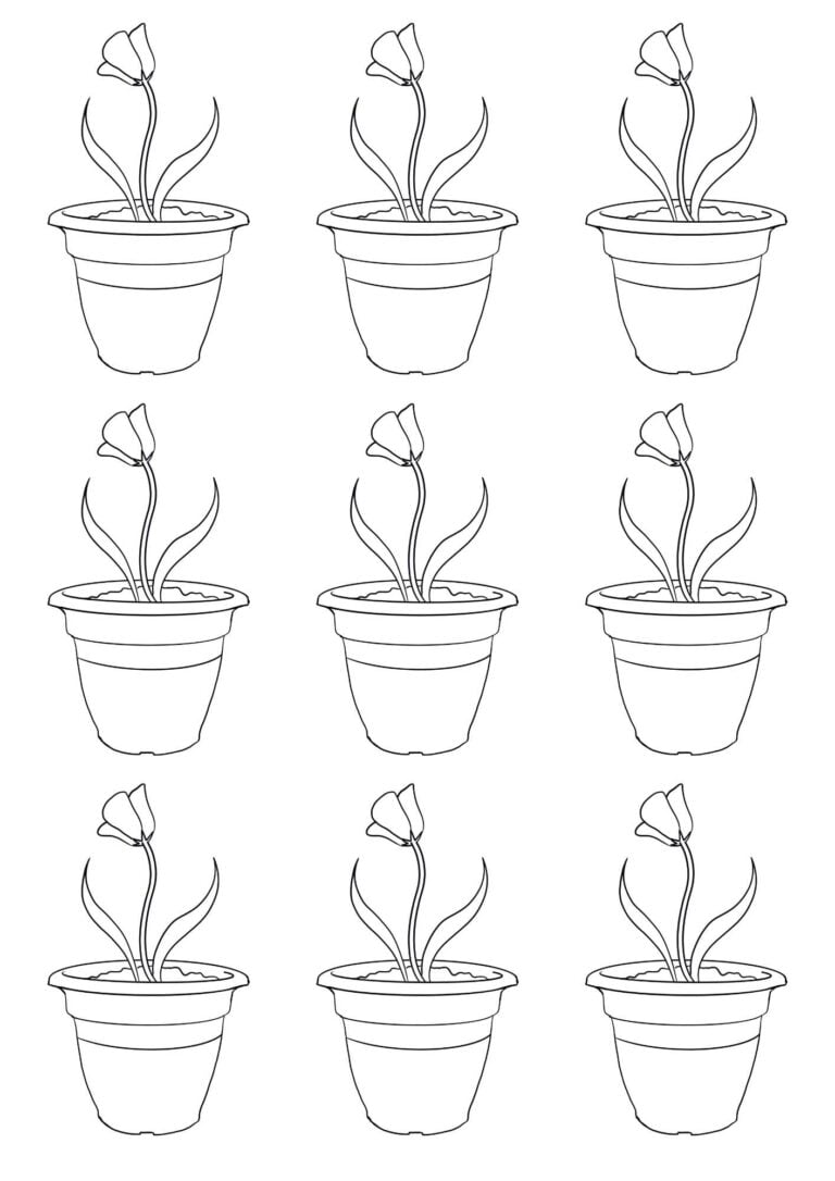 Flower Pot Template with flower