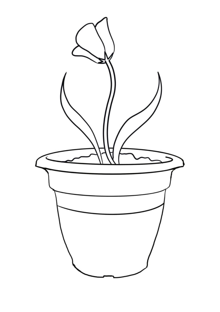 Flower Pot Template with flower