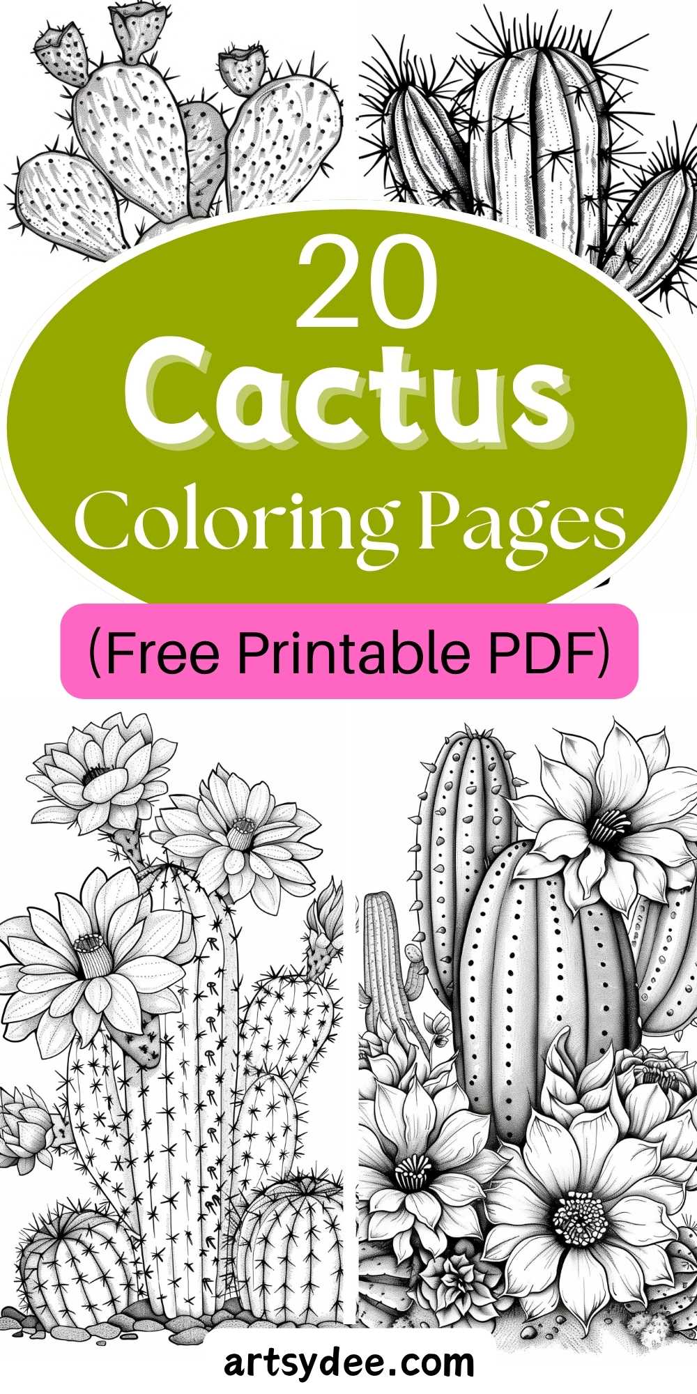 Prickly Fun: 20 Free Printable Cactus Coloring Pages to Brighten Your ...