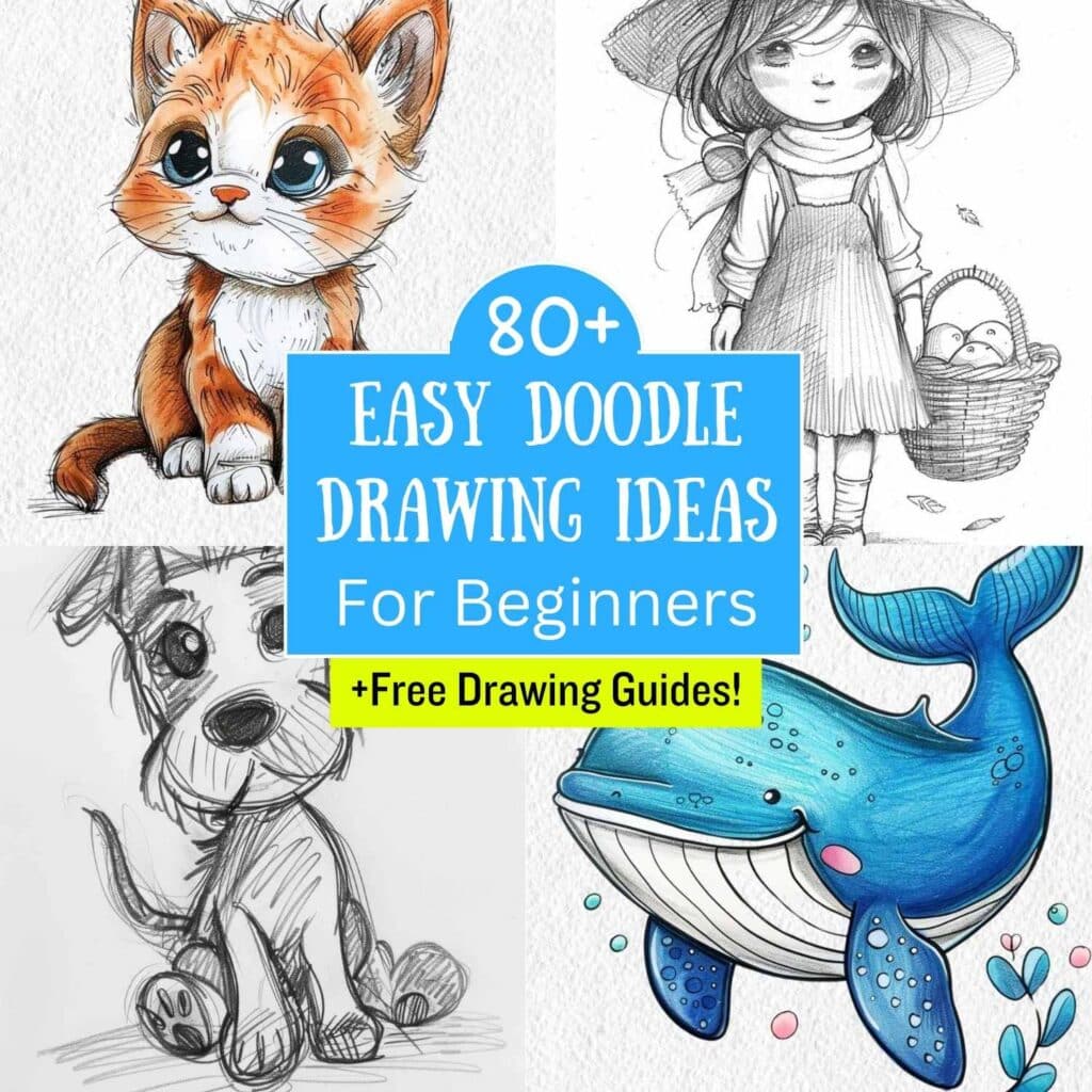 80+ Easy Doodle Drawings for Beginners (with Free Printable Templates ...