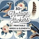 printable scrapbook stickers vintage birds artsydee