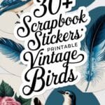 printable scrapbook stickers vintage birds artsydee