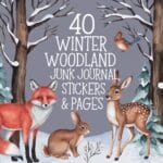 winter woodland junk journal stickers & pages